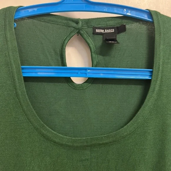 Mango sweater / jersey with stretch, U-neck and long sleeves in green! Size UK L - Picture 2 of 13